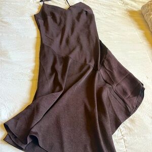Satin brown midi dress